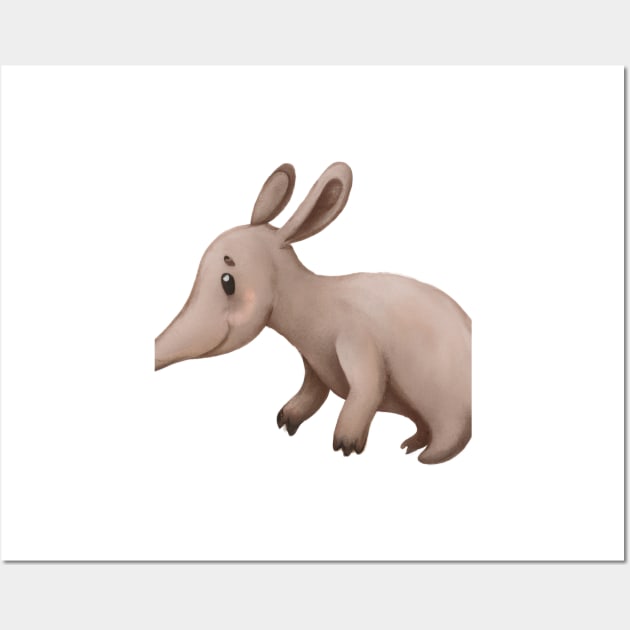 Cute Aardvark Drawing Wall Art by Play Zoo